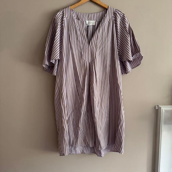 Tuckernuck Pomander Place Lilac Purple Stripe Seersucker Short Sleeve Dress XL - Picture 2 of 7
